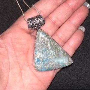 Caribbean Larimar natural gemstone modern pendant